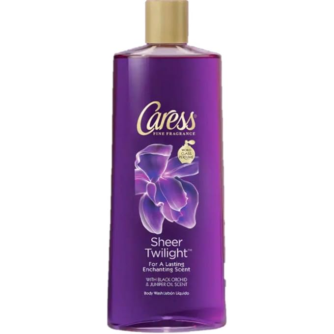 Caress Body Wash, Sheer Twilight Black Orchid & Juniper Oil Scent 18 oz (Pack of 4)